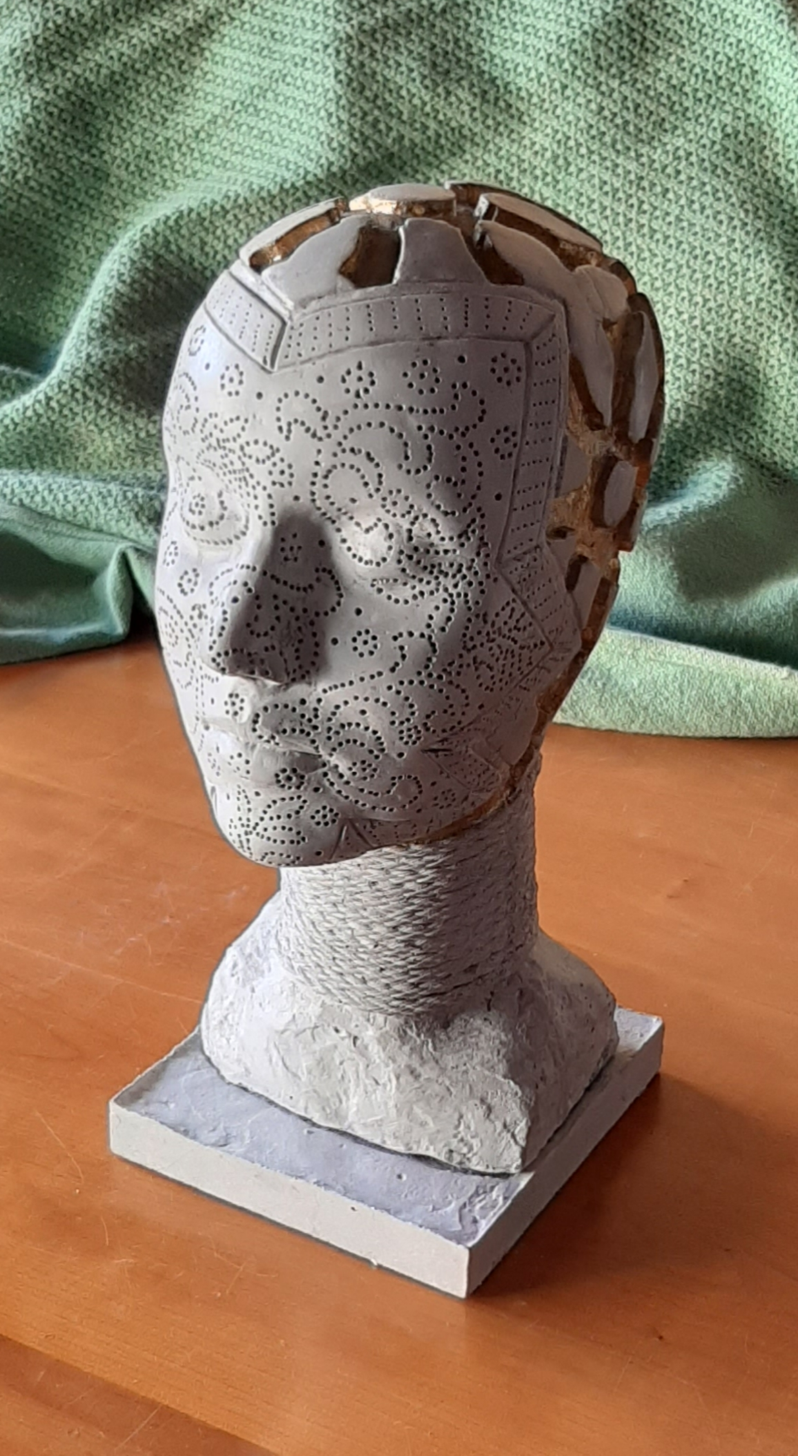 Photo of completed sculptural artwork in the studio