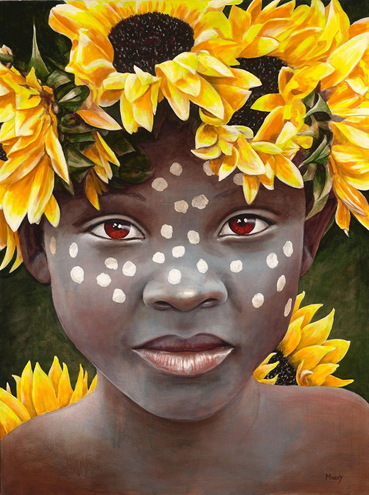 Little Girl with Sunflowers