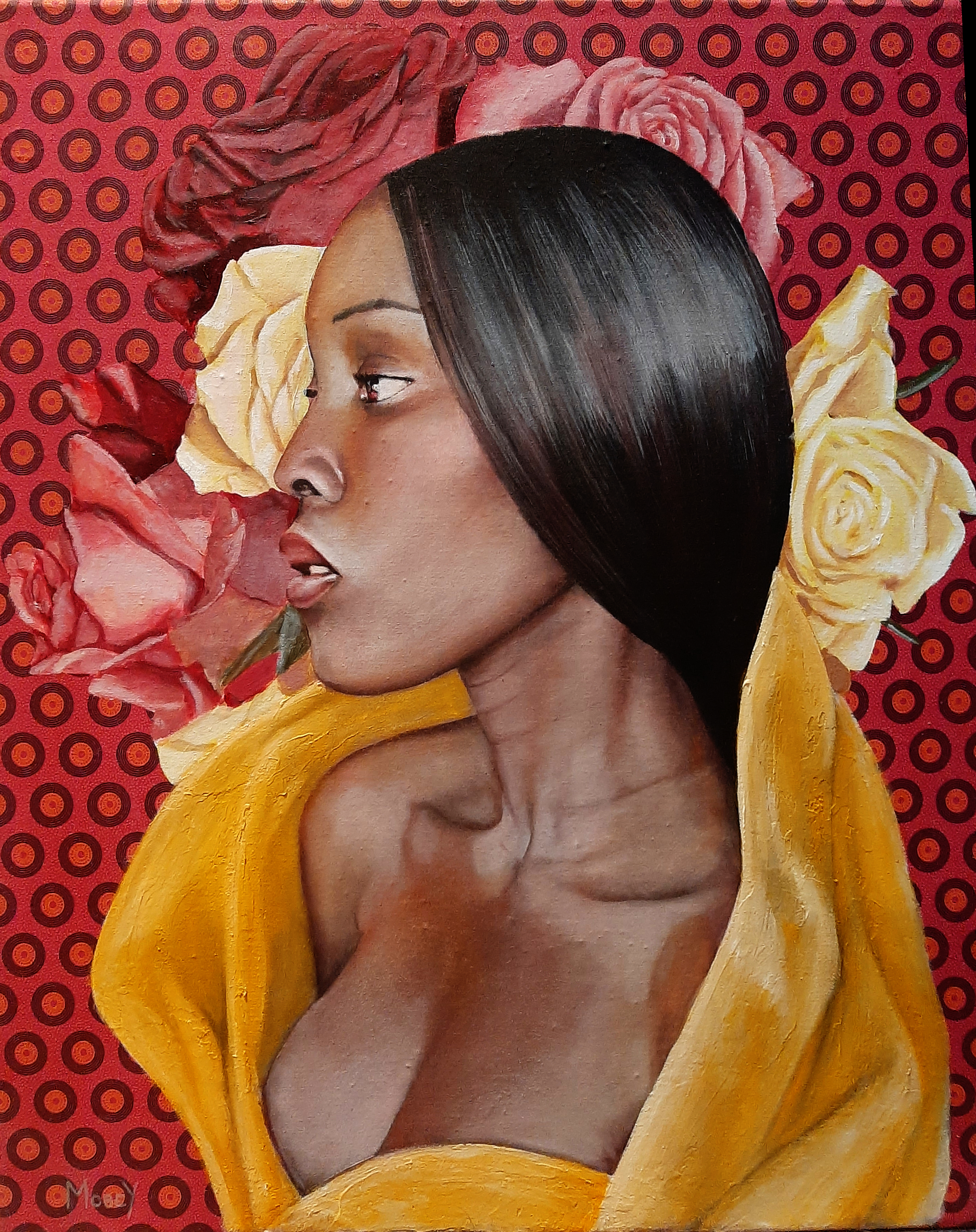 Thelma with Pink Shweshwe and Roses