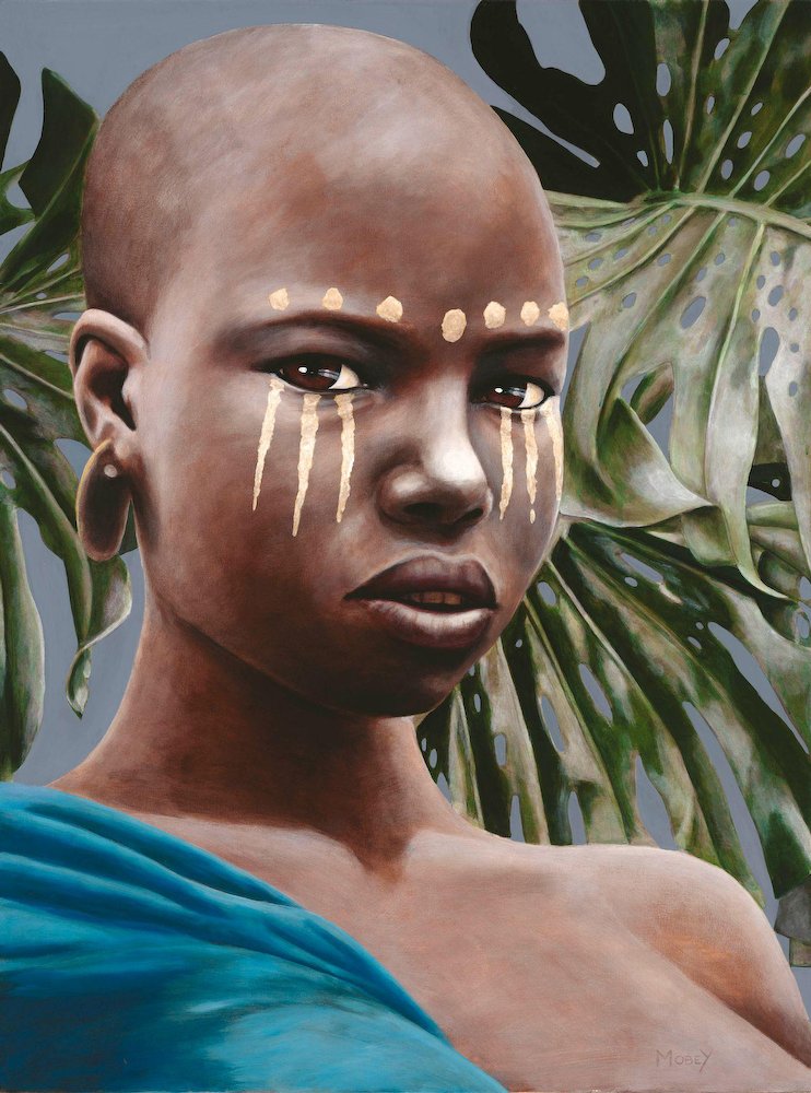 Youth with Monstera Leaves